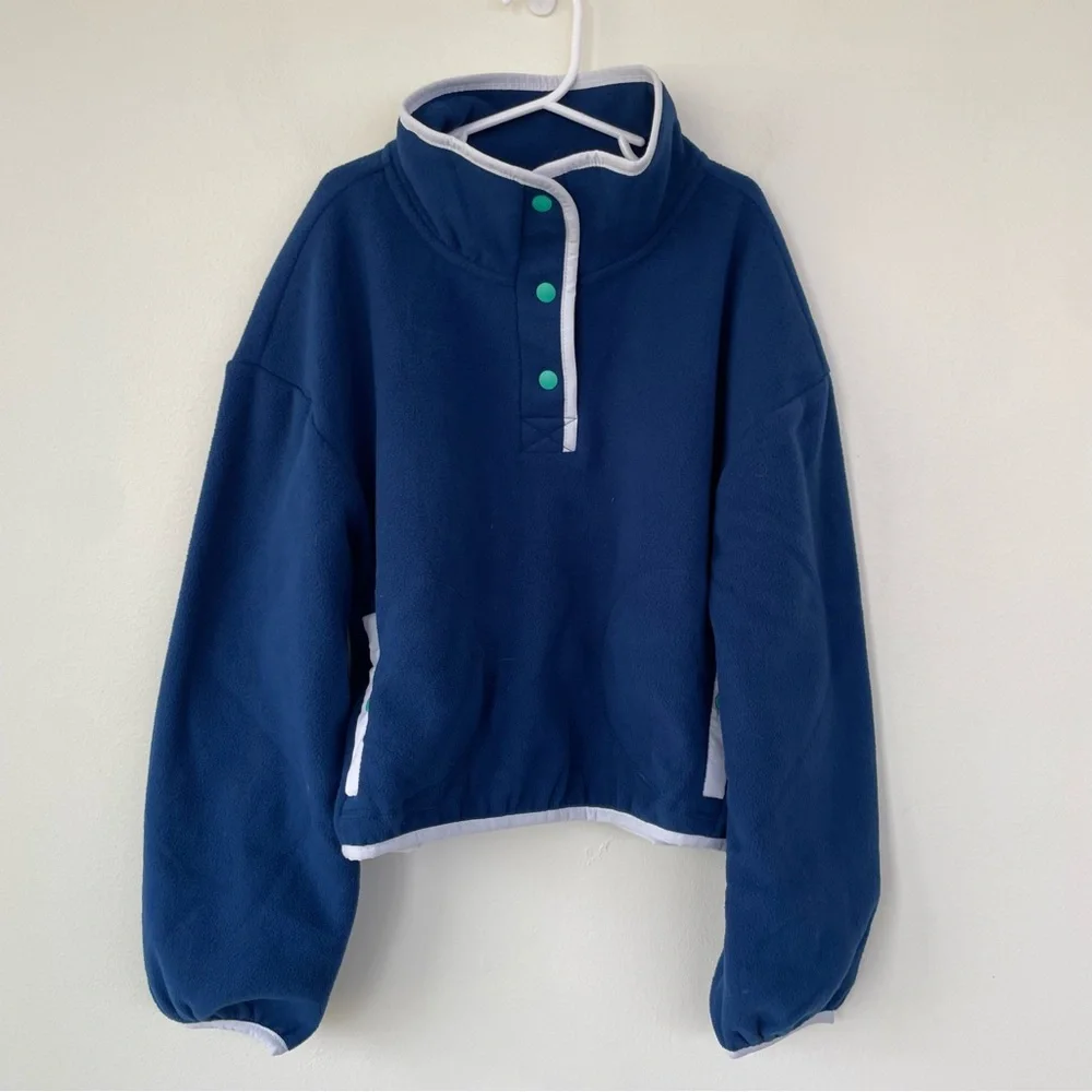 NWT Old Navy Loose Mock-Neck Performance Microfleece Top Snap Pullover L 10-12